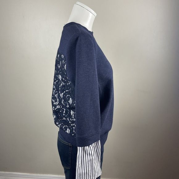 nordstrom signature womens Size Small Mixed Media sweater Lace Preppy Luxury - Picture 3 of 9